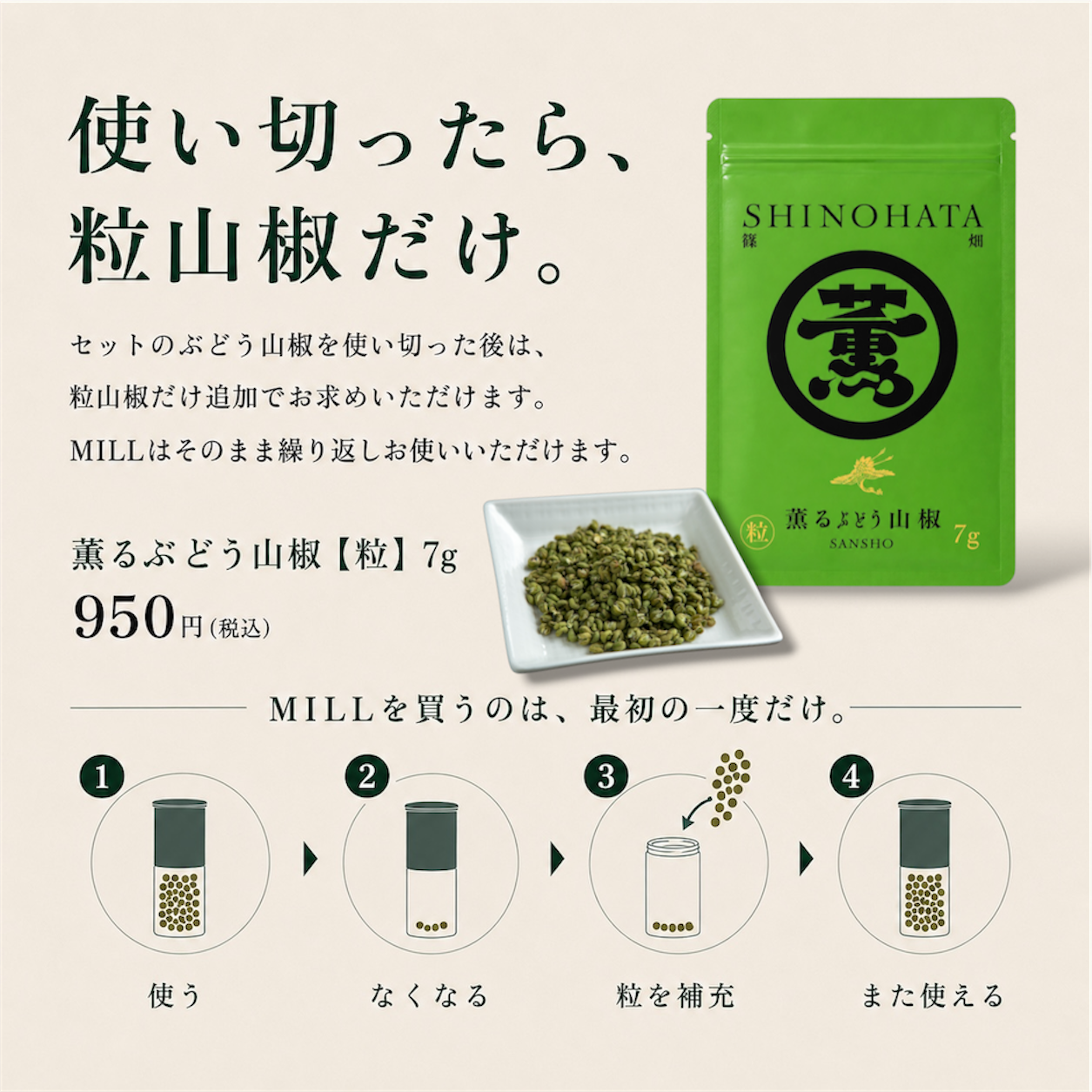 【8/30受注9/1出荷開始】山椒専用ミル・乾燥粒山椒セット